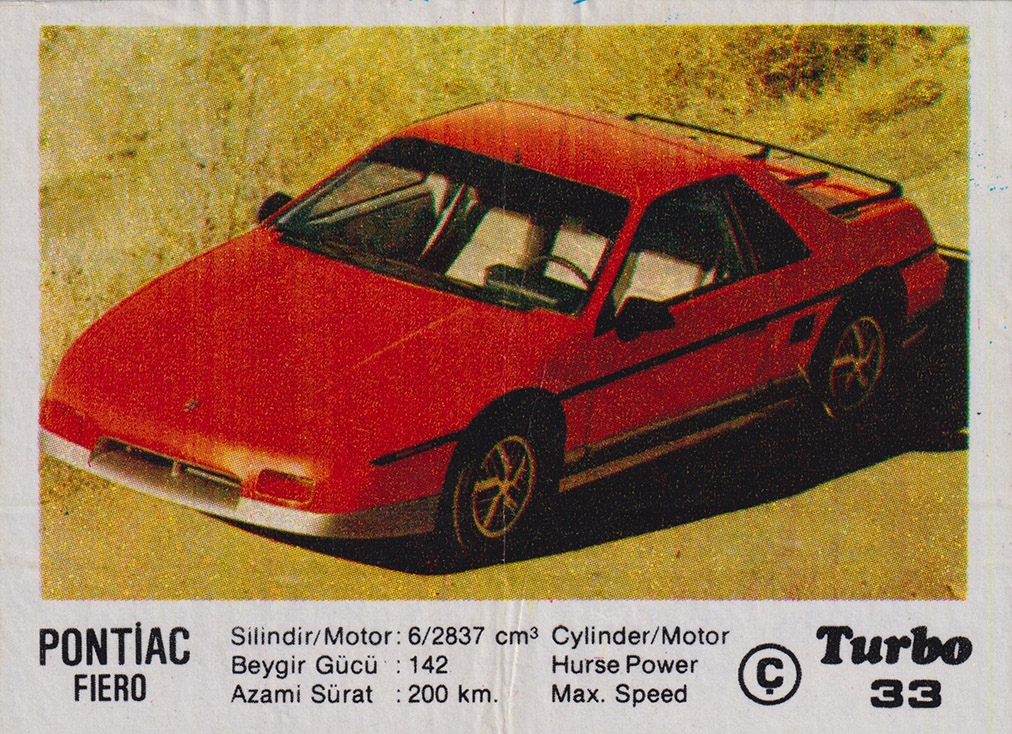 Вкладыш №33 — Pontiac Fiero, изображение каталога