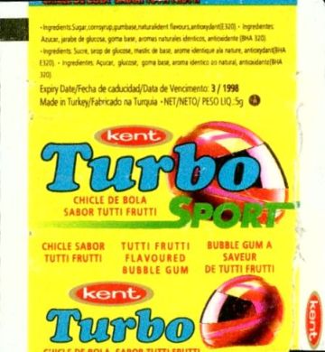 Обёртка 1 серии Turbo Sports, фиолетовая рамка — 1–70, оригинальный скан